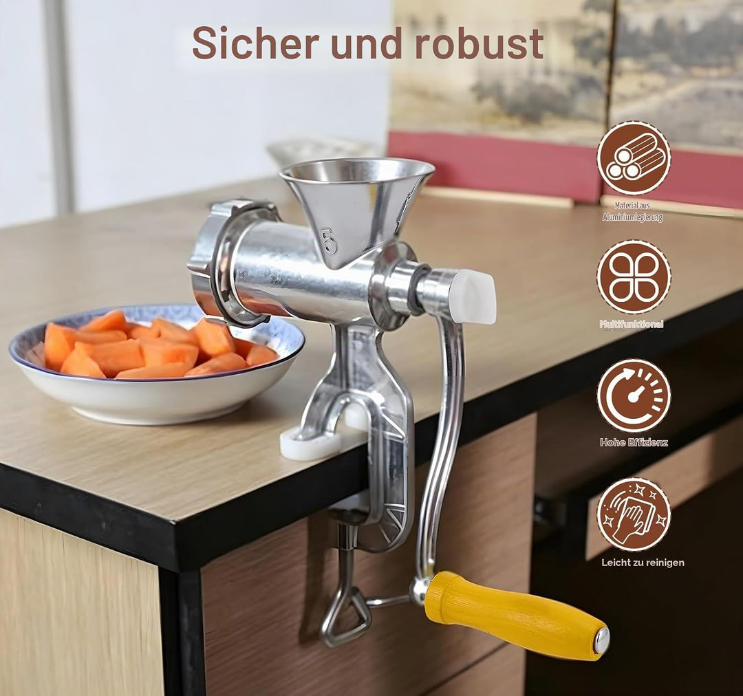 Manuelle Fleischmühle, Grösse 5 Wurstfüller Fleischwolf mit Lochscheiben und Gebäckvorsatz Wurstfüll