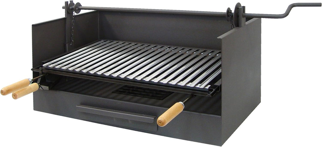 IMEX EL ZORRO Grillschublade mit Hebevorrichtung und Grillrost rostfrei, 61 x 40 x 33 cm, Schmiedegr