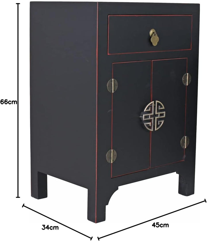 Nachtkonsole Chinesischer Hochzeitsschrank Holzschrank Schwarz Schrank mya039 Palazzo Exklusiv