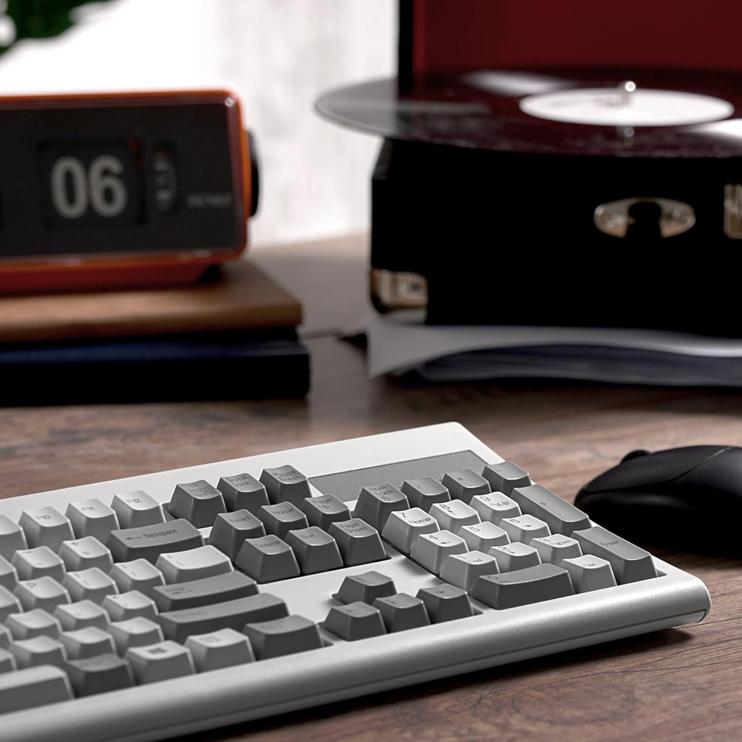 Perixx PERIBOARD-106M, USB-Kabelgebundene Tastatur in Vollformat mit ergonomischen Design, Retro/Vin
