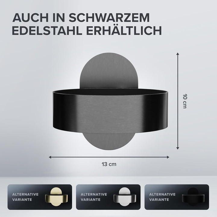 Haartrocknerhalter Mesmogtind | Edelstahl | Gunmetal | mit Wandmontage ohne Bohren | mit Fönpolsteru