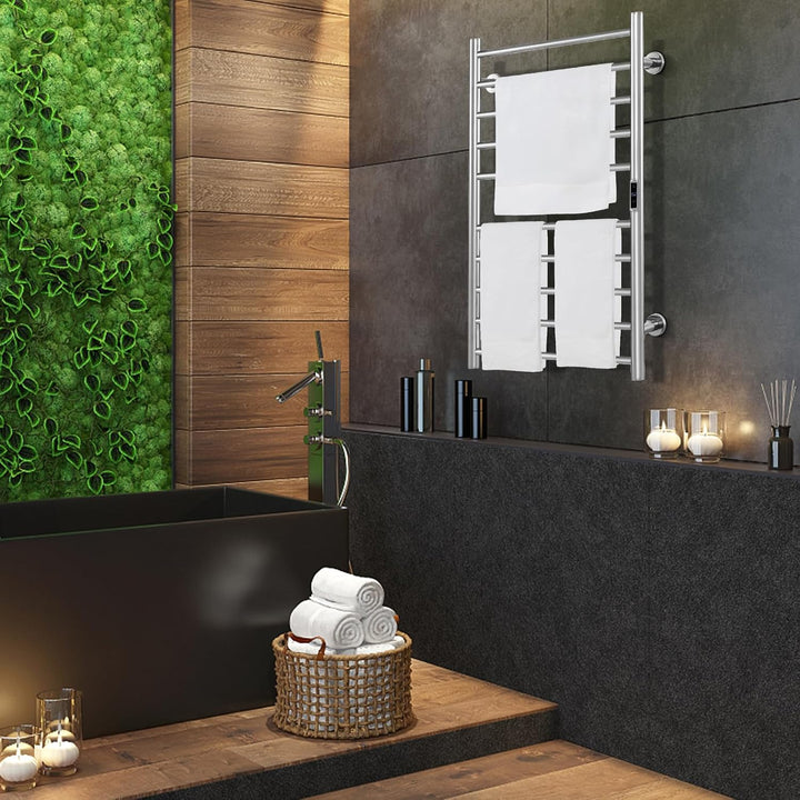 RELAX4LIFE Elektrischer Badheizkörper 860 x 530mm Handtuchwärmer mit LCD-Anzeigebildschirm Timer-Fun