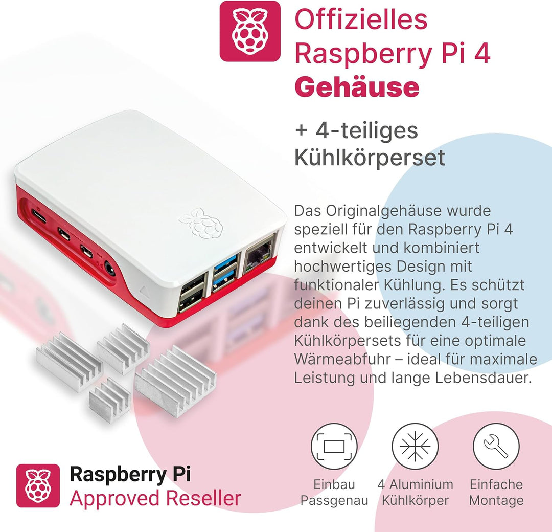 Raspberry Pi 4 Starterkit (2 GB RAM) Komplett-Set von BerryBase, MicroSD-Karte mit Raspberry Pi OS,