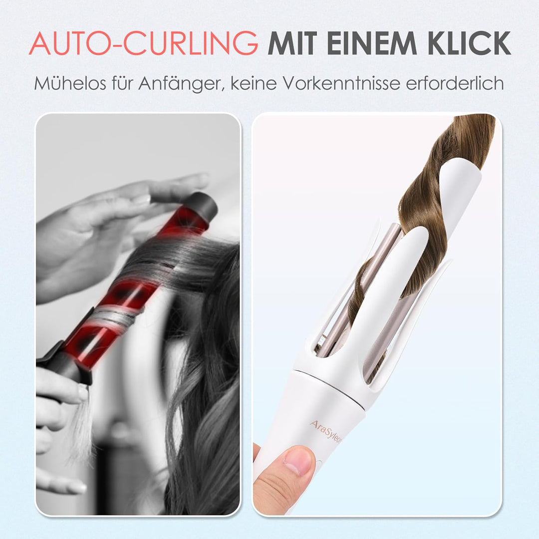 AraSyleon Automatischer Lockenstab Bidirektional | 32mm 3-Temp 30s Aufheizen | Ionen & Anti-Verbrenn