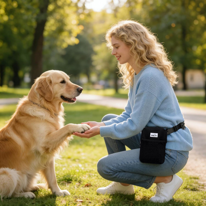 wakytu 2-in-1 Futterbeutel Hunde - Leckerlibeutel für Hunde, abgetrennte Fächer, grossvolumig, wasse