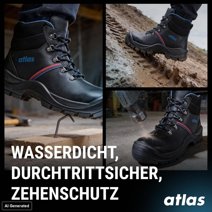 Atlas Anatomic Bau 500, Arbeitsschuh Klasse: EN ISO 20345:2011 S3, Schwarz, 49 EU