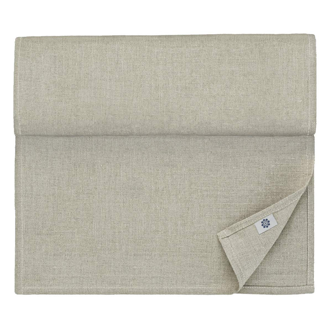 Linen &amp; Cotton Klassischer Tischläufer Natur/ Tischband Anabella - 100% Leinen, 47 x 130cm (Natur/ G