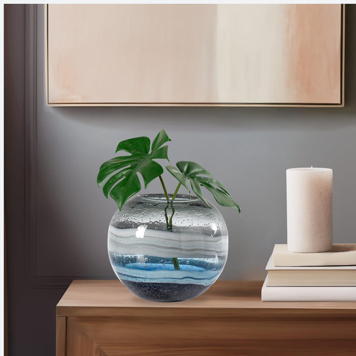 Torre & Tagus Andrea Handgefertigte Vase aus Glas mit Wirbel, für Heimdekoration, Wohnzimmer, Tafela