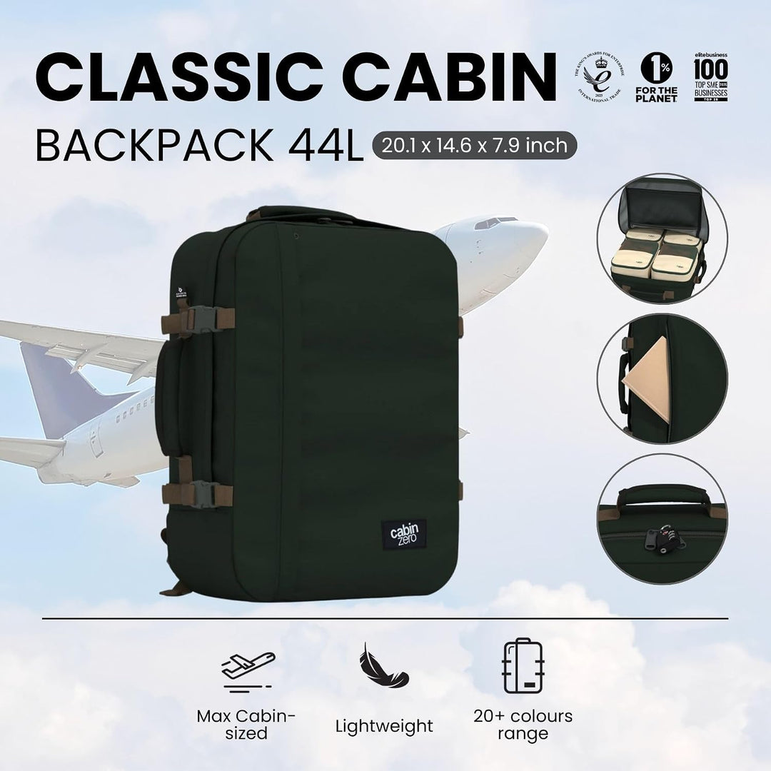 Cabin Zero Zaino Cabina 55 cm Con Spallacci Classic 44L CZ061801-Black Sand, Blau, Grösse Kabine, Ze