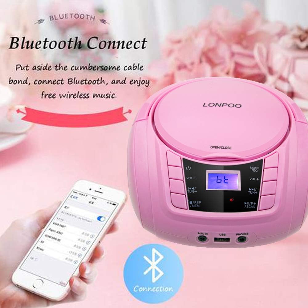 Portable CD Player Stereo Boombox (Rose 03), rose 03