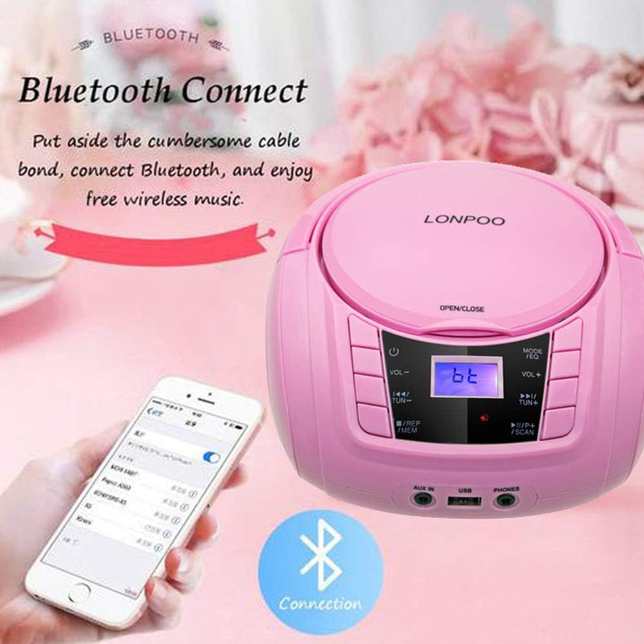Portable CD Player Stereo Boombox (Rose 03), rose 03