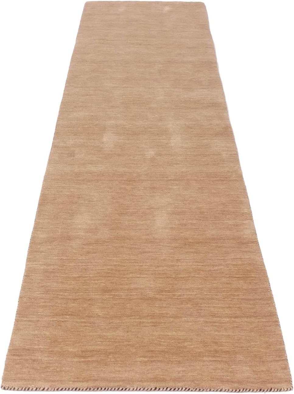 RUG PRINCE Wollteppich Gabbeh Uni 80x200 Handgewebt Läufer Beige Einfarbig Handarbeit