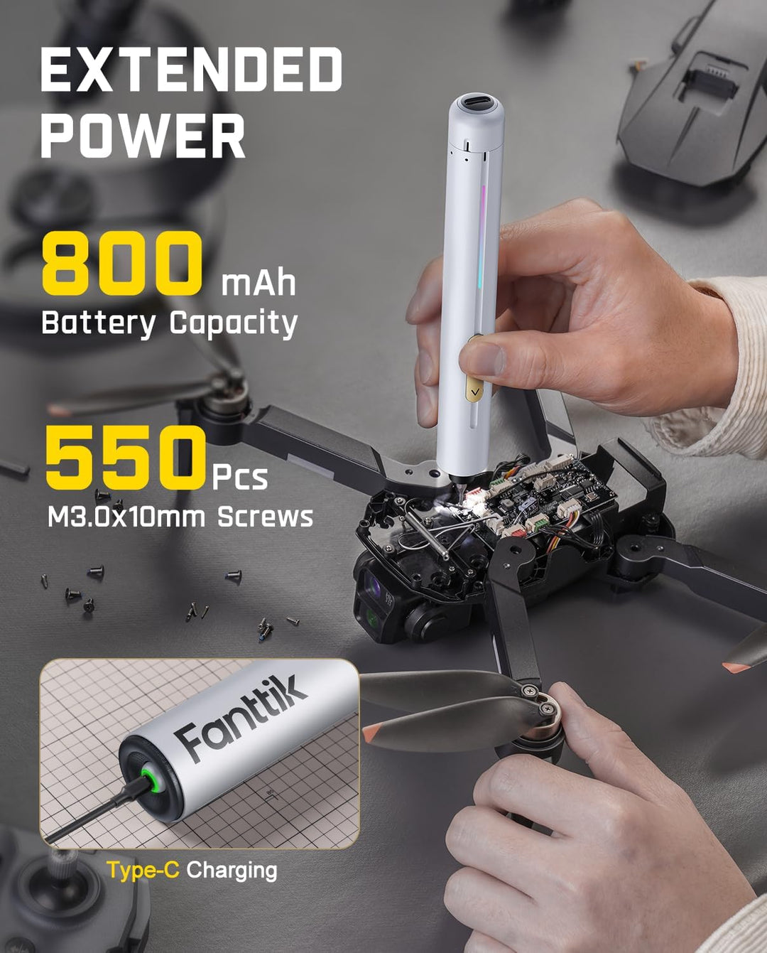 Fanttik E2 Ultra 3.7V Mini Elektro Schraubendreher Set, 50 in 1 Magnetische Präzisions-Schraubendreh