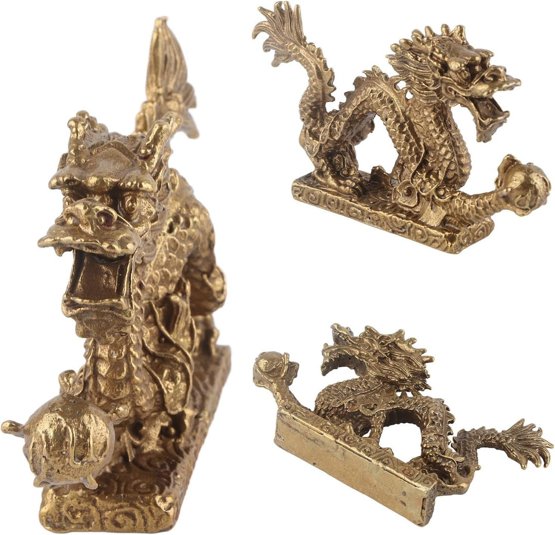 Zerodis Feng Shui Ornament Ornaments Craft Home Office Messing Good Luck Dragon Chinese Dragon Statu
