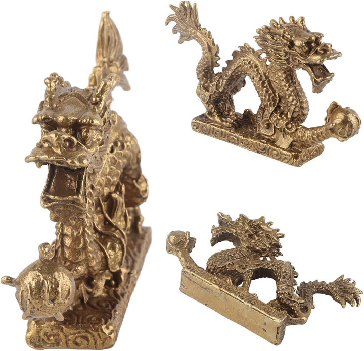 Zerodis Feng Shui Ornament Ornaments Craft Home Office Messing Good Luck Dragon Chinese Dragon Statu