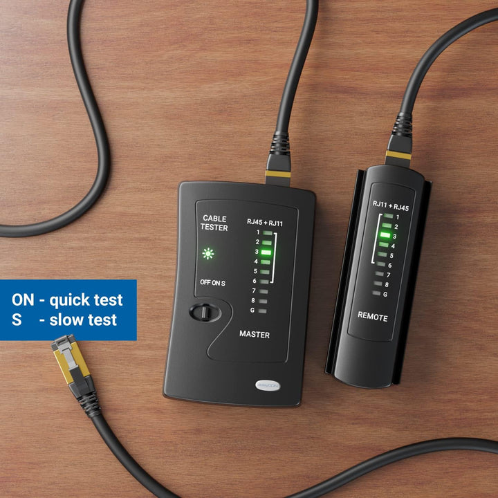 deleyCON Netzwerk Werkzeug Set 4-teilig mit Tasche LSA Auflegewerkzeug Abisolierzange Kabeltester Cr