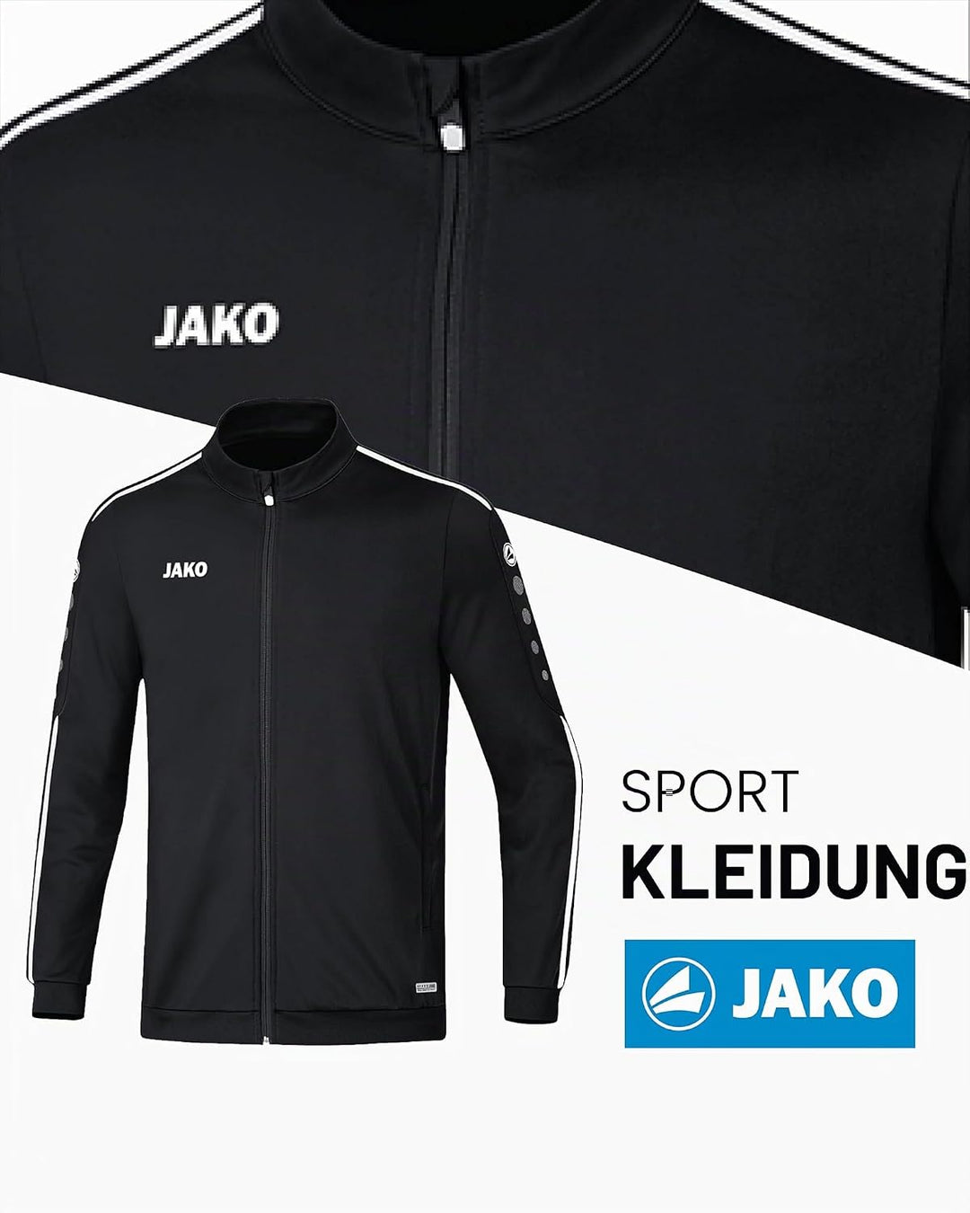 JAKO Kinder Striker 2.0 Trainingsanzug Polyester 140 Schwarz/Weiss, 140 Schwarz/Wei&amp;