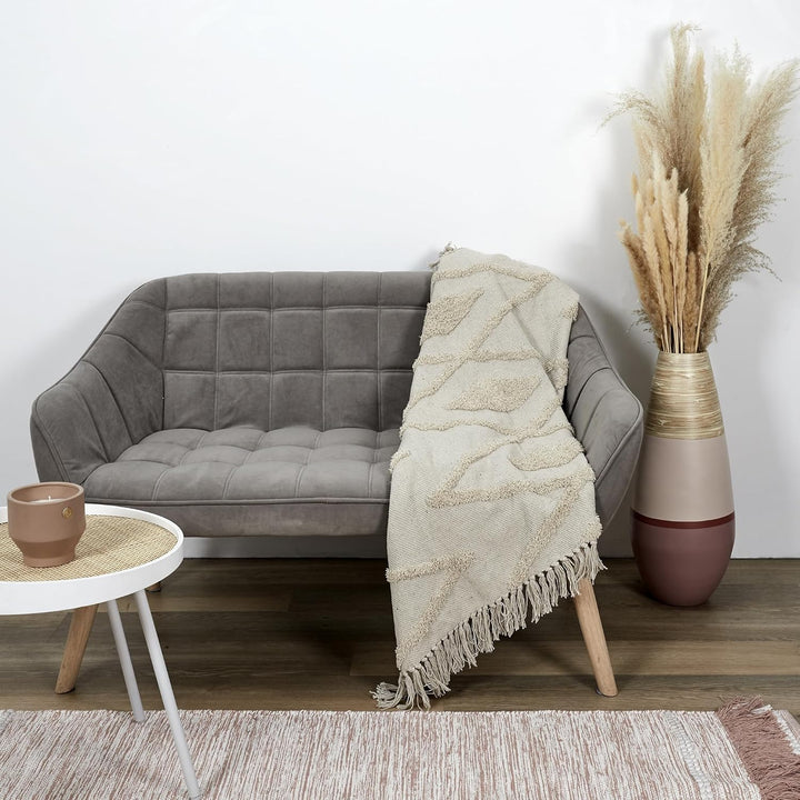 HOME DECO FACTORY - TX9134 – Decke Ethno-Relief Raute Ecru 120 x 150 cm