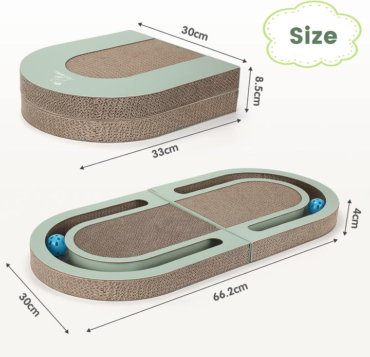 PETTOM Kratzbrett, Kratzbretter Katze mit Trackball, Kratzpappe für Katzen 66 * 30cm, Katzenkratzbre