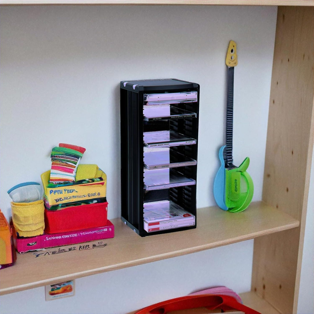 CD-Regal-Ständer MR-26S für 26 CDs mit Hüllen, Media-Rack Musik Turm, Erweiterbar, Kombinierbar, Auf
