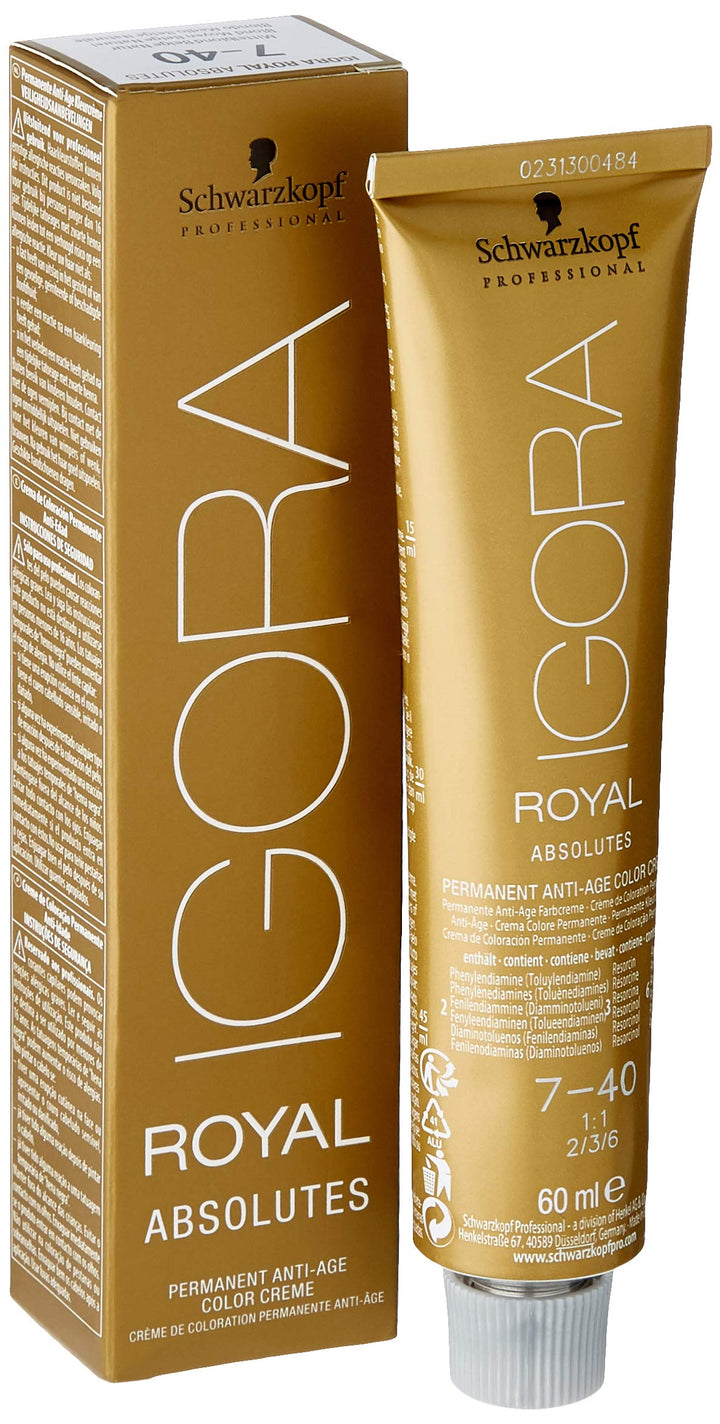 Schwarzkopf Professional Igora Royal Absolutes 7-40 mittelblond beige natur, 1er Pack (1 x 60 ml) 7-