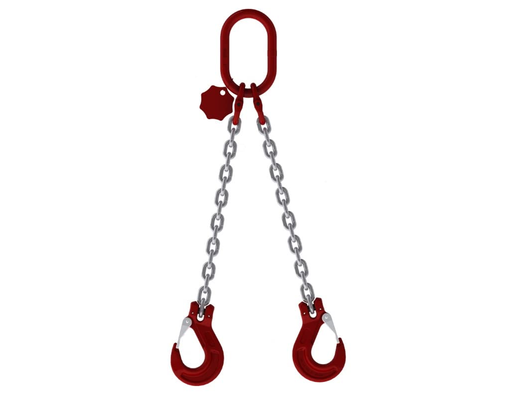 Joma-Tech 2-Strang Anschlagkette 2,5m GK8 8mm verzinkt mit Sicherheitshaken und Verkürzungsklaue 2,5