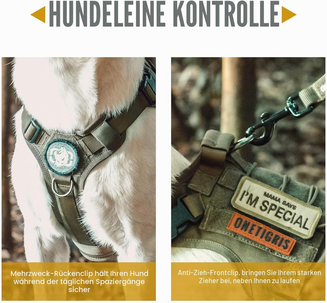 OneTigris Hundegeschirr, FIRE Watcher 2.0 Taktisches Geschirr 2 Metallschnallen MOLLE Sicherheitsges