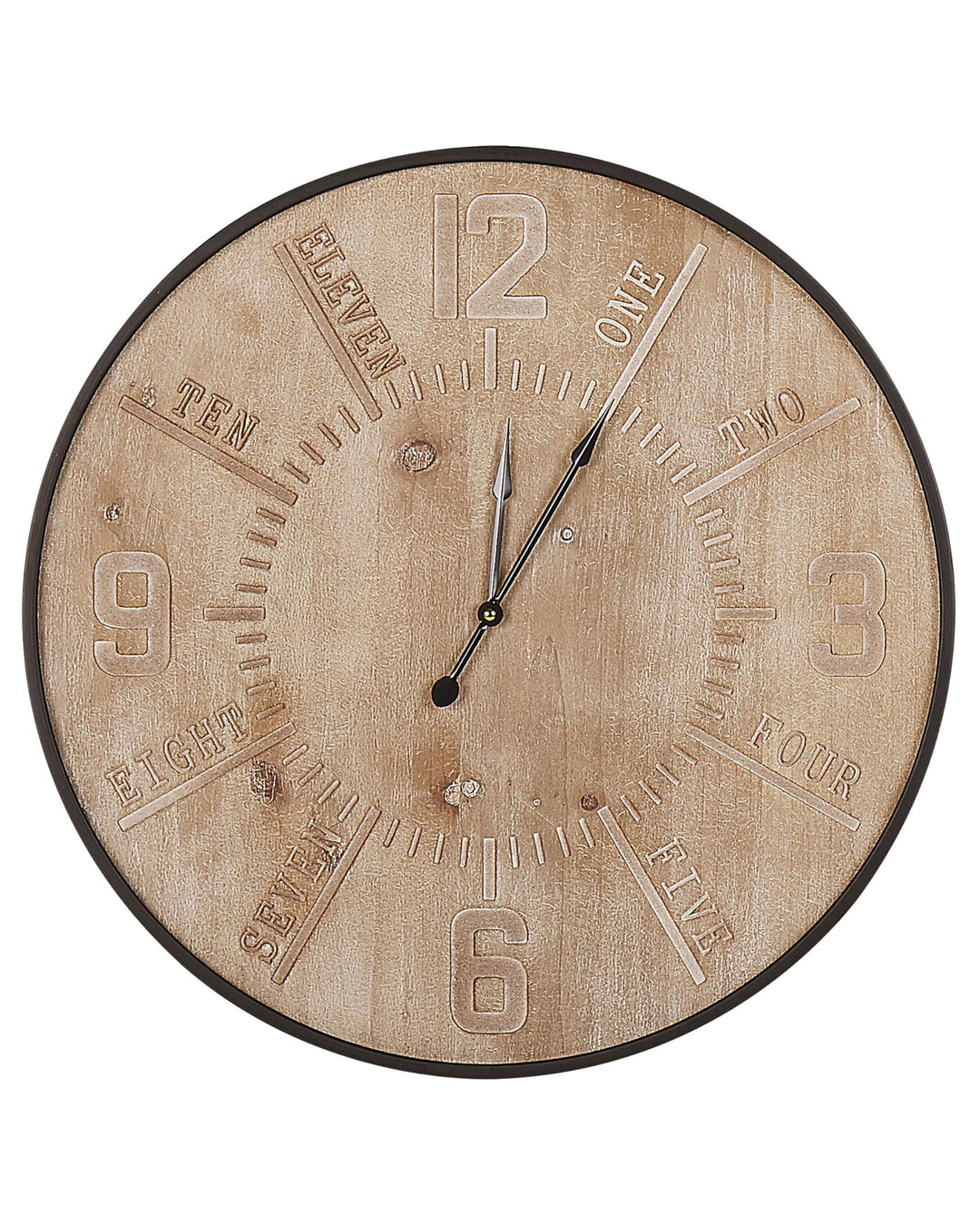 Wanduhr heller Holzfarbton ø 60 cm rund Dole
