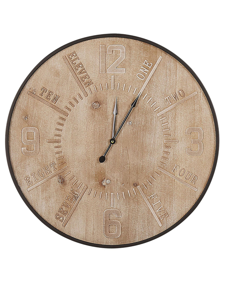 Wanduhr heller Holzfarbton ø 60 cm rund Dole