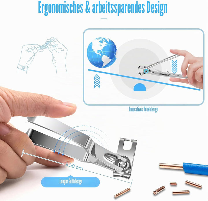 DRMODE Nagelknipser Set, Zehennagelknipser für dicke Nägel mit breiter Backenöffnung und scharf gebo