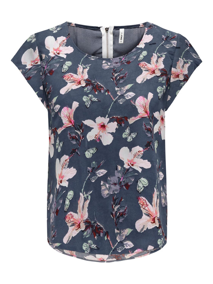 ONLY Damen Onlvic Ss AOP Top Noos Ptm Top 36 Blau, 36 Blau