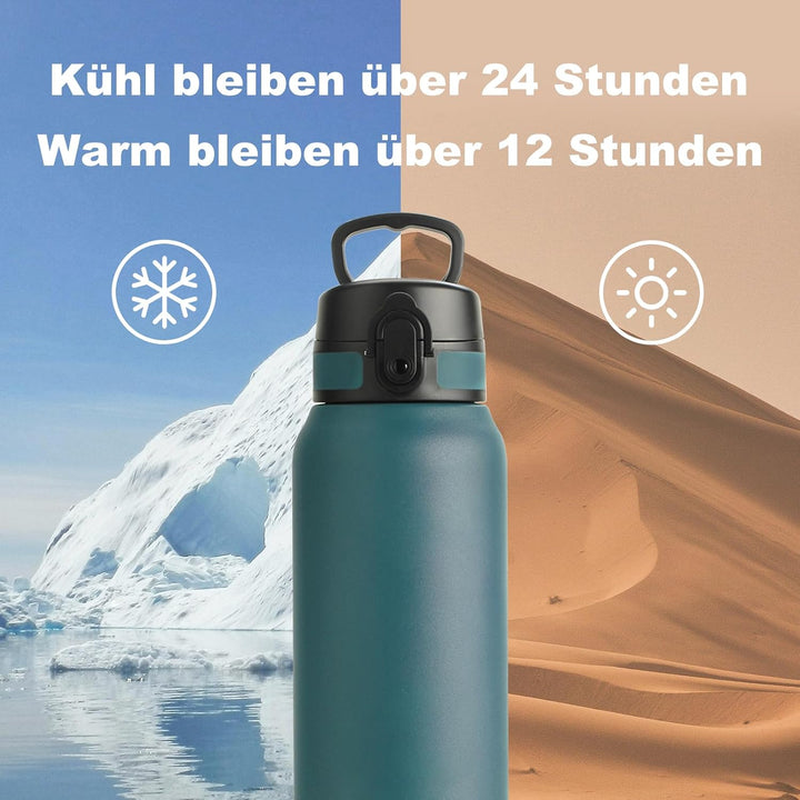 UZSPACE Thermosflasche Kinder 700ml, Isolierte Edelstahl Trinkflasche mit 1-Klick-Öffnung, 100% Ausl