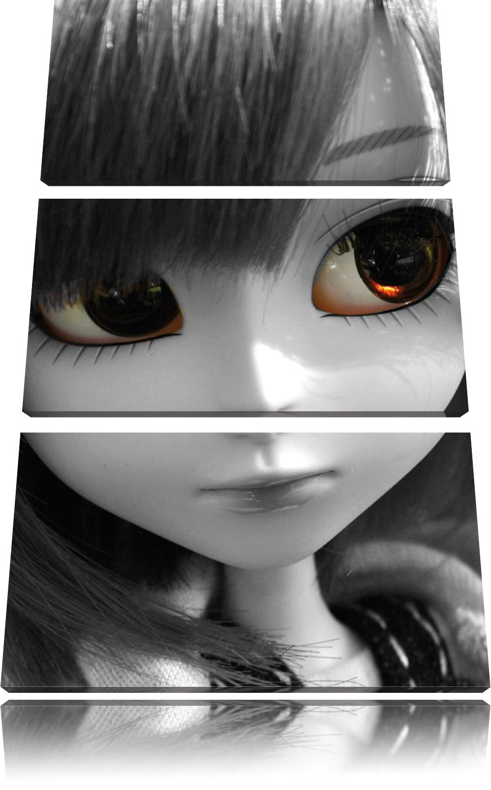 Pixxprint Pullip-Püppchen auf Sommerwiese als Leinwandbild/Grösse: 3 Teilig (120x80) / Wandbild/Kuns