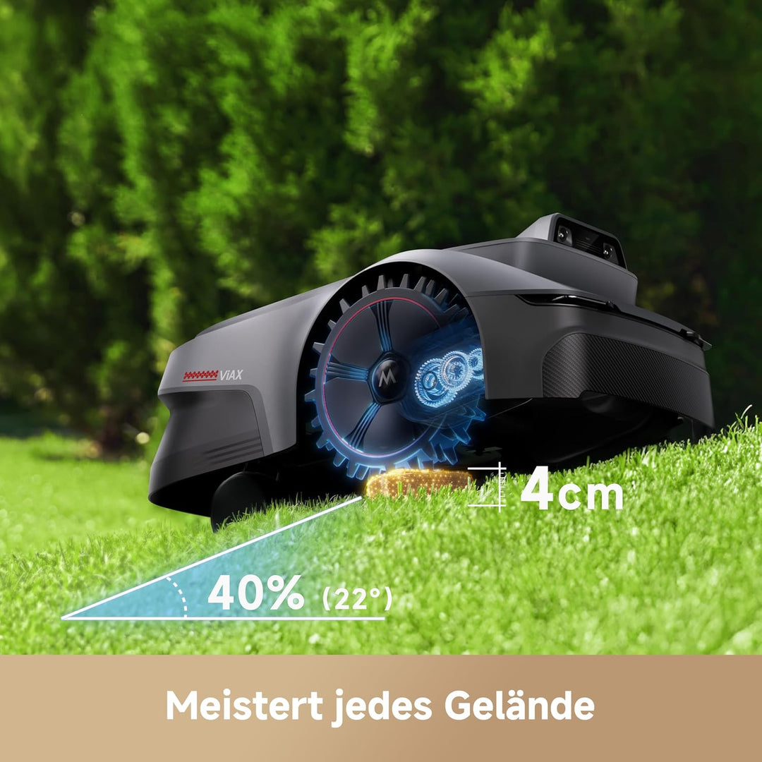 MOVA ViAX 250 Mähroboter Ohne Begrenzungskabel, Empf. 250m², KI-gestützte Kartierung, U-förmige Bahn