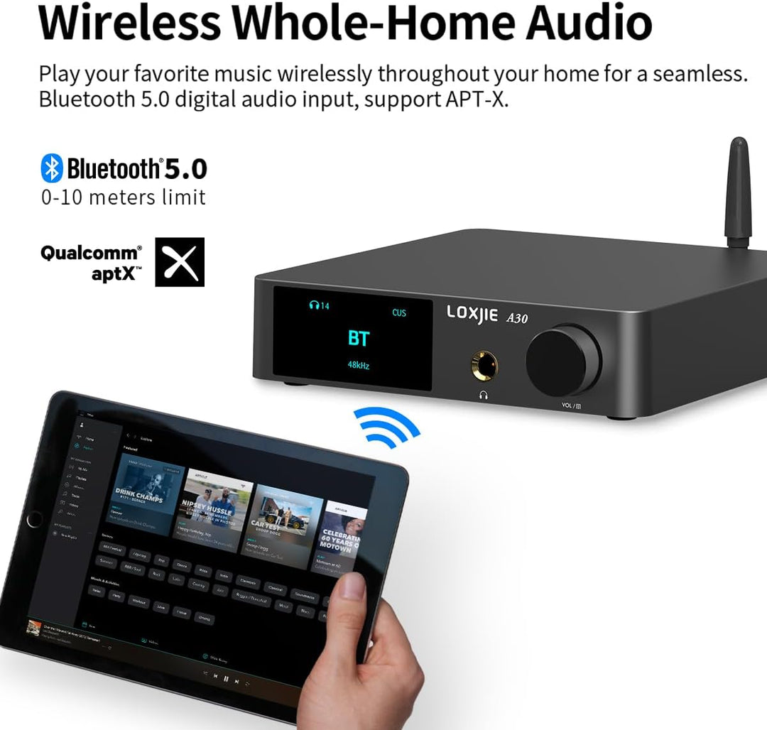 LOXJIE A30 Desktop Stereo HiFi Audio Leistungsverstärker-Kopfhörer-Verstärker,MA12070 Chip Class D A