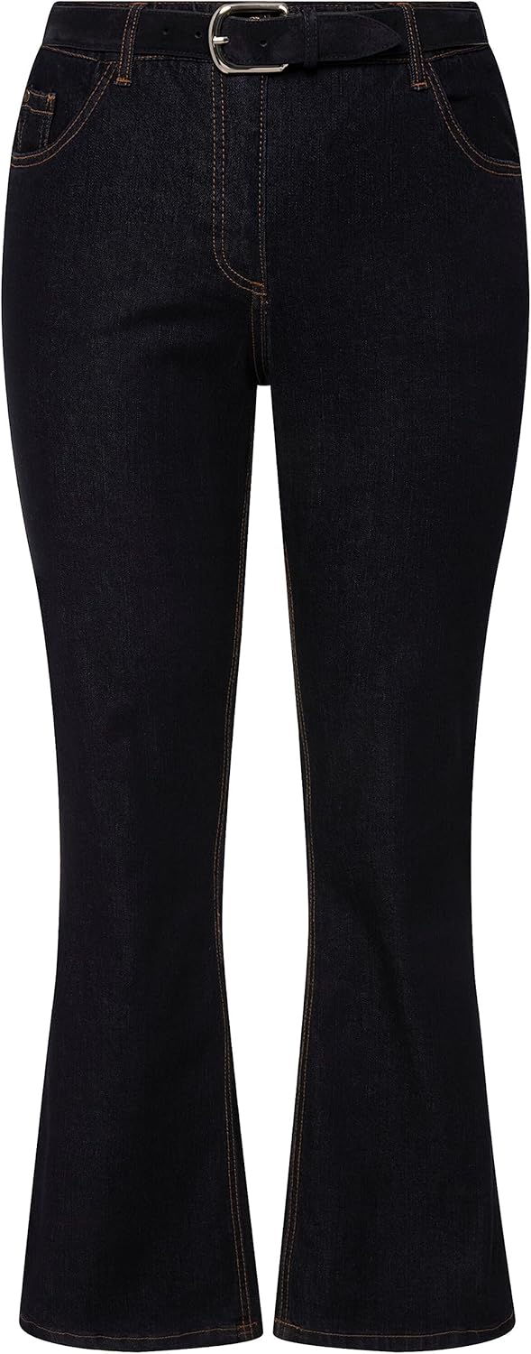 Ulla Popken Damen Hose Bootcut-Jeans 32W / 30L Dark Blue Denim, 32W / 30L Dark Blue Denim