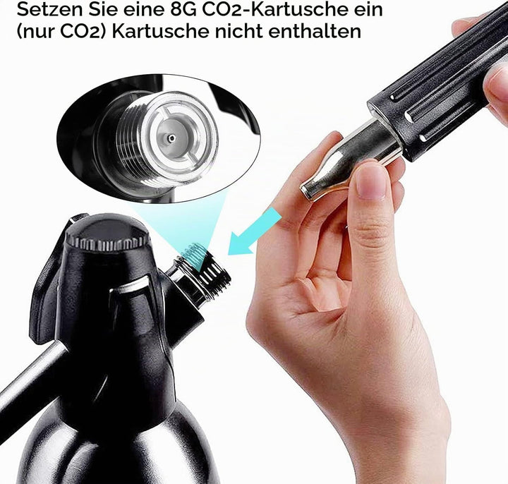 Vintage Design Soda Siphon 1L - Erstellen Sie in Sekunden Sprudelwasser für Cocktails &amp; Gesunde Getr