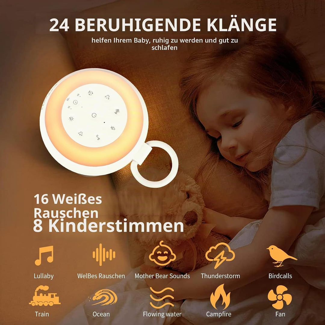 White Noise Machine Baby, GuKKK Tragbare Einschlafhilfe Babys mit Weissem Rauschen&amp;Beruhigende Kläng
