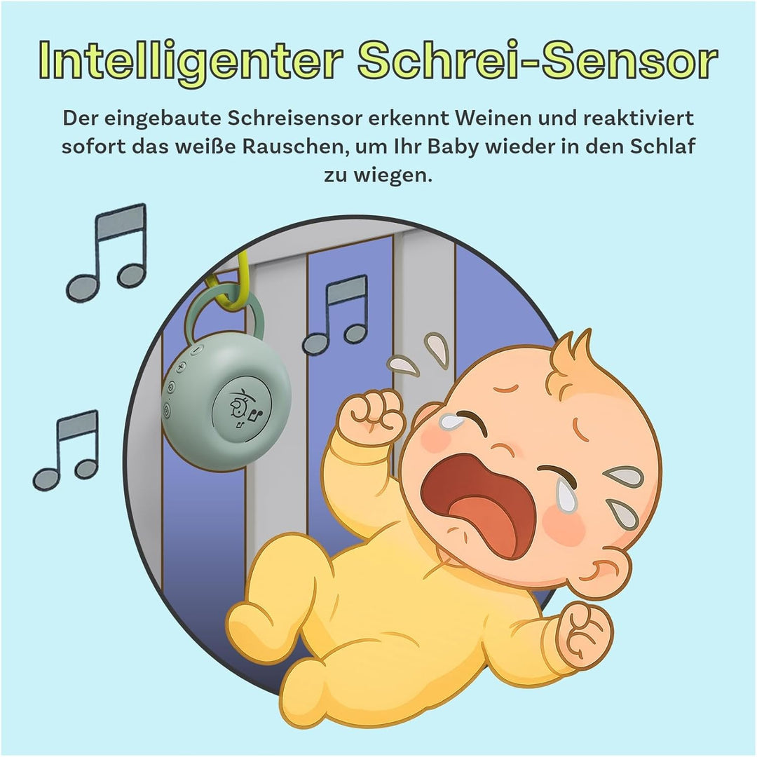 White Noise Machine Baby von MMOBIEL – mit 20 beruhigenden Klängen, Schrei-Sensor, Timer & USB-C – T