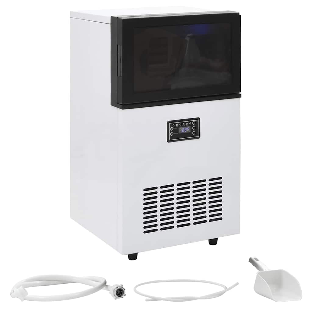 Mangloder Eiswürfelmaschine Schwarz aus Edelstahl 45 kg 24 h, selbstkühlend mit Kompressor Kühlung,