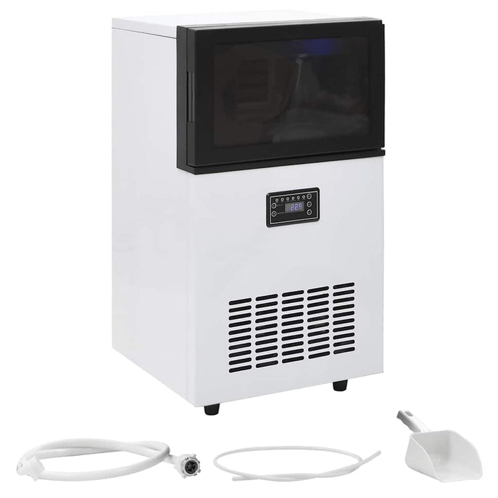 Mangloder Eiswürfelmaschine Schwarz aus Edelstahl 45 kg 24 h, selbstkühlend mit Kompressor Kühlung,