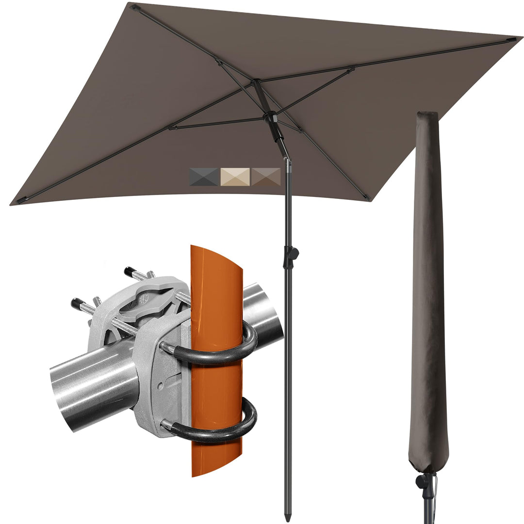 4smile Sonnenschirm Balkon SunnyShade Plus, Sonnnenschutz Balkon SET 3-in-1, Anthrazit - UV50+ Sonne