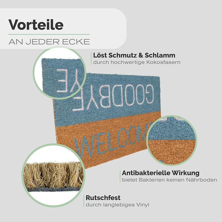 Entrando Fussmatte aus Kokos 40x60 cm - 20 Stillvolle Motiven - für aussen, robust, rutschfest - ide