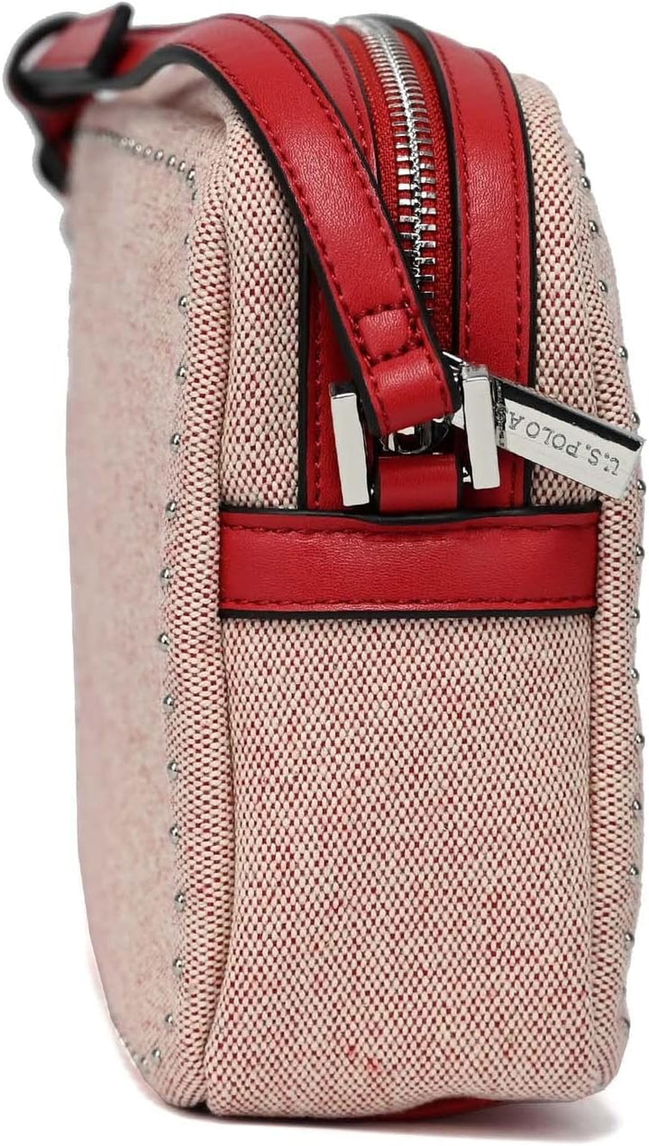 U.S.POLO ASSN. Great Meadow Crossbody Bag 23x17x8 Canvas/PU RED