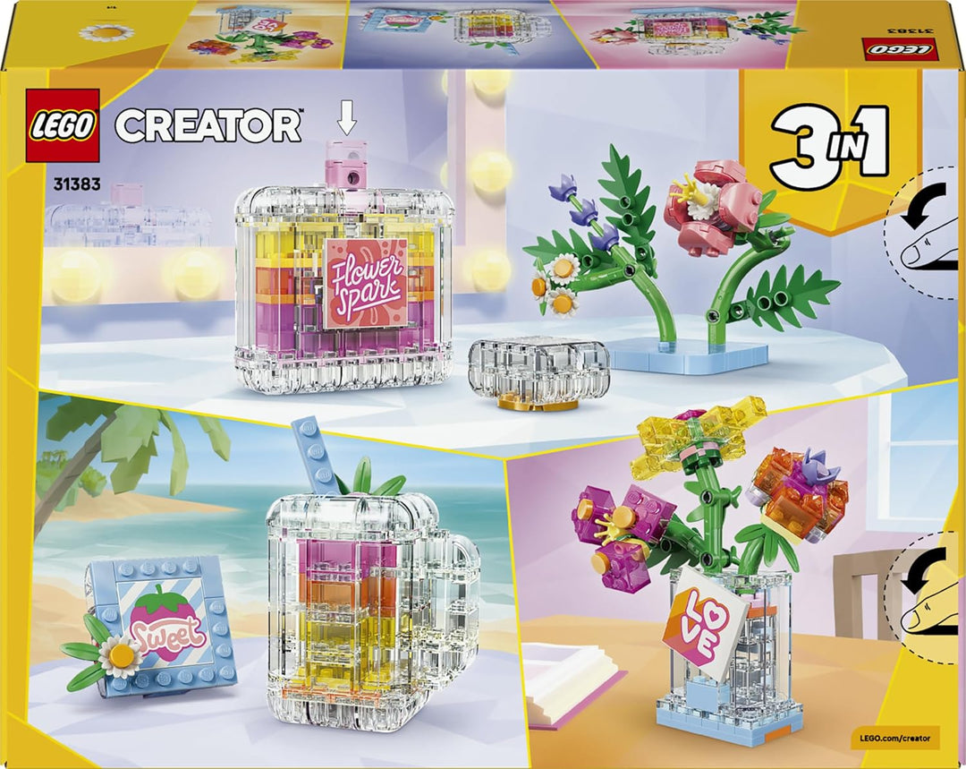 LEGO Creator 3-in-1-Set Parfümflasche mit Blumendeko - Bauspielzeug mit 3 Bauoptionen: Parfümflasche