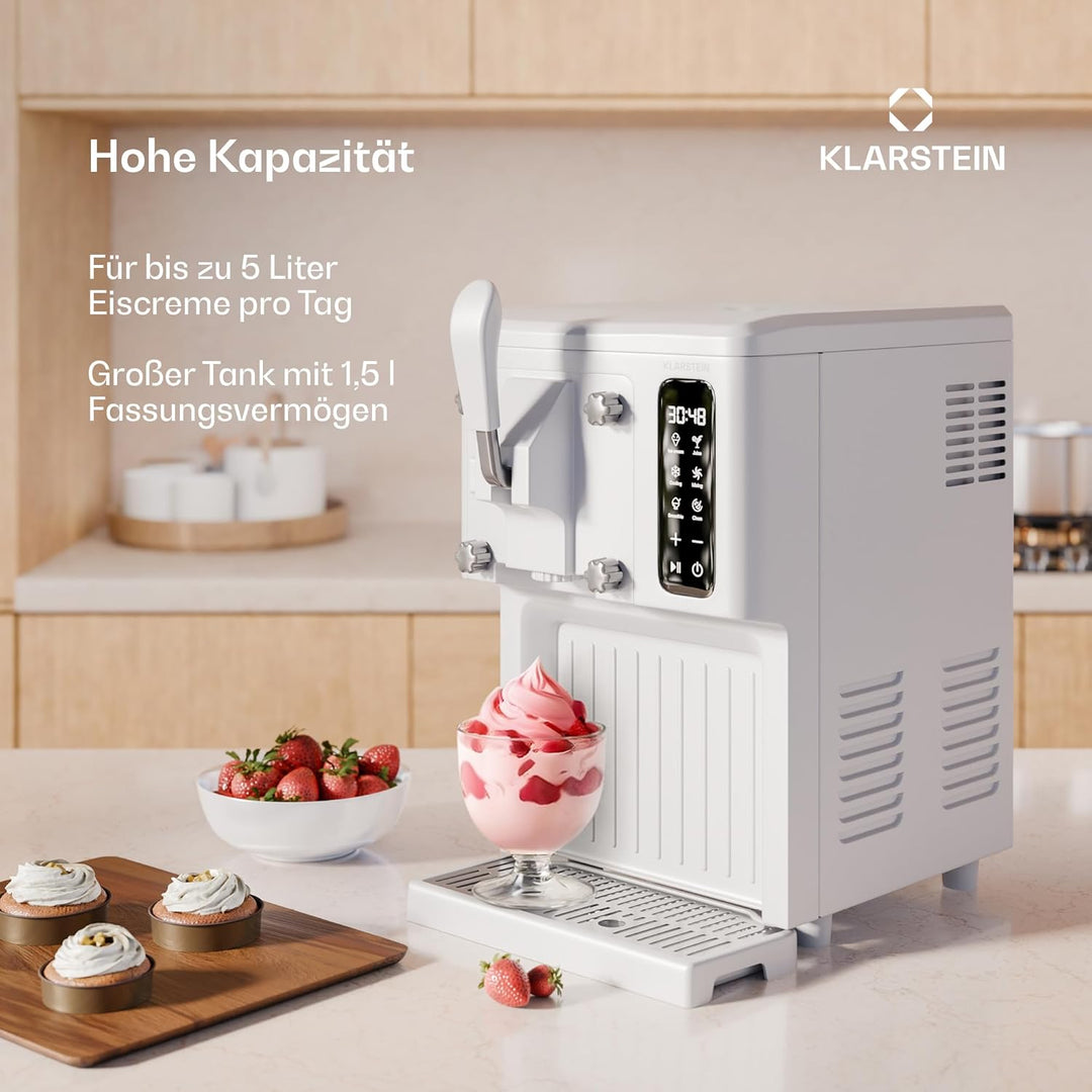 Klarstein Eismaschine Softeismaschine 1,5 L Mit Touchdisplay, Keep-Cool-Funktion, 5-L-Kapazität - Sp