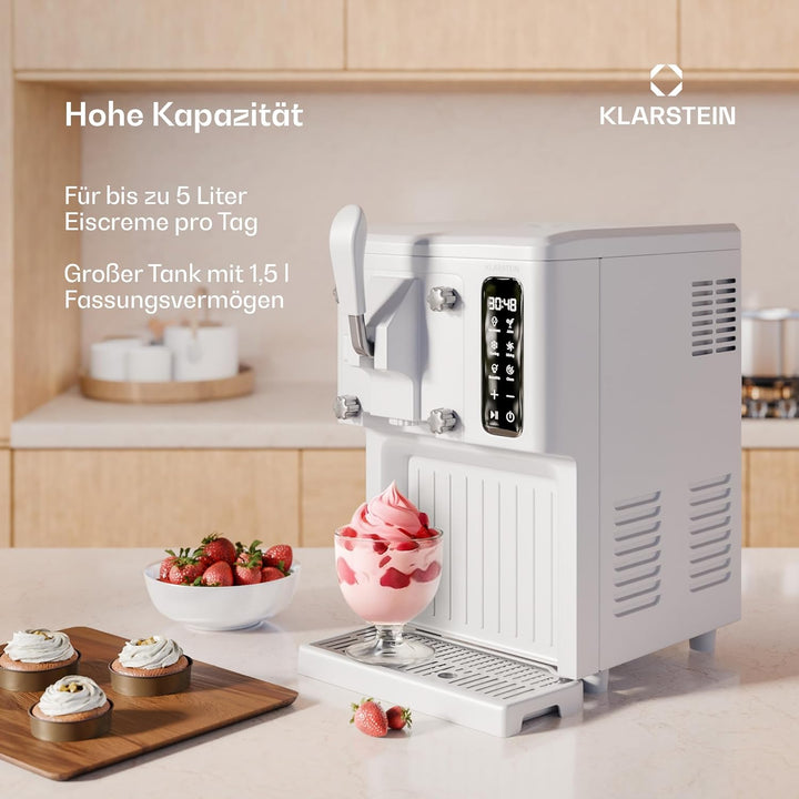 Klarstein Eismaschine Softeismaschine 1,5 L Mit Touchdisplay, Keep-Cool-Funktion, 5-L-Kapazität - Sp