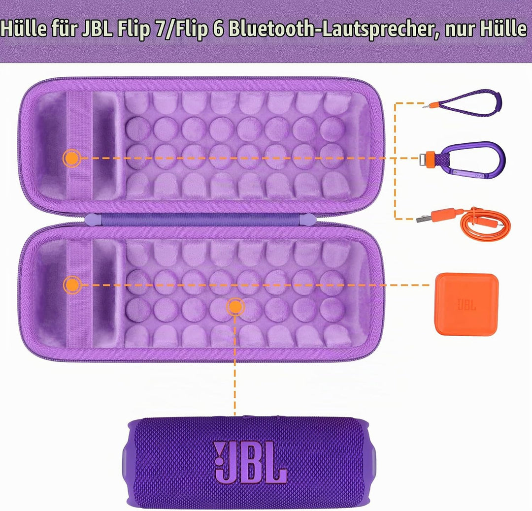 Khanka für JBL Flip 7 / Flip 6 wasserdichte tragbare Bluetooth-Lautsprecher Hartschalen-Reise-Aufbew