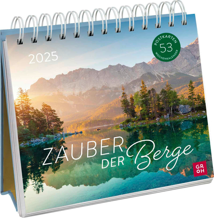 Postkartenkalender 2025: Zauber der Berge: Wochenkalender zum Aufstellen, Tischkalender mit Spiralbi