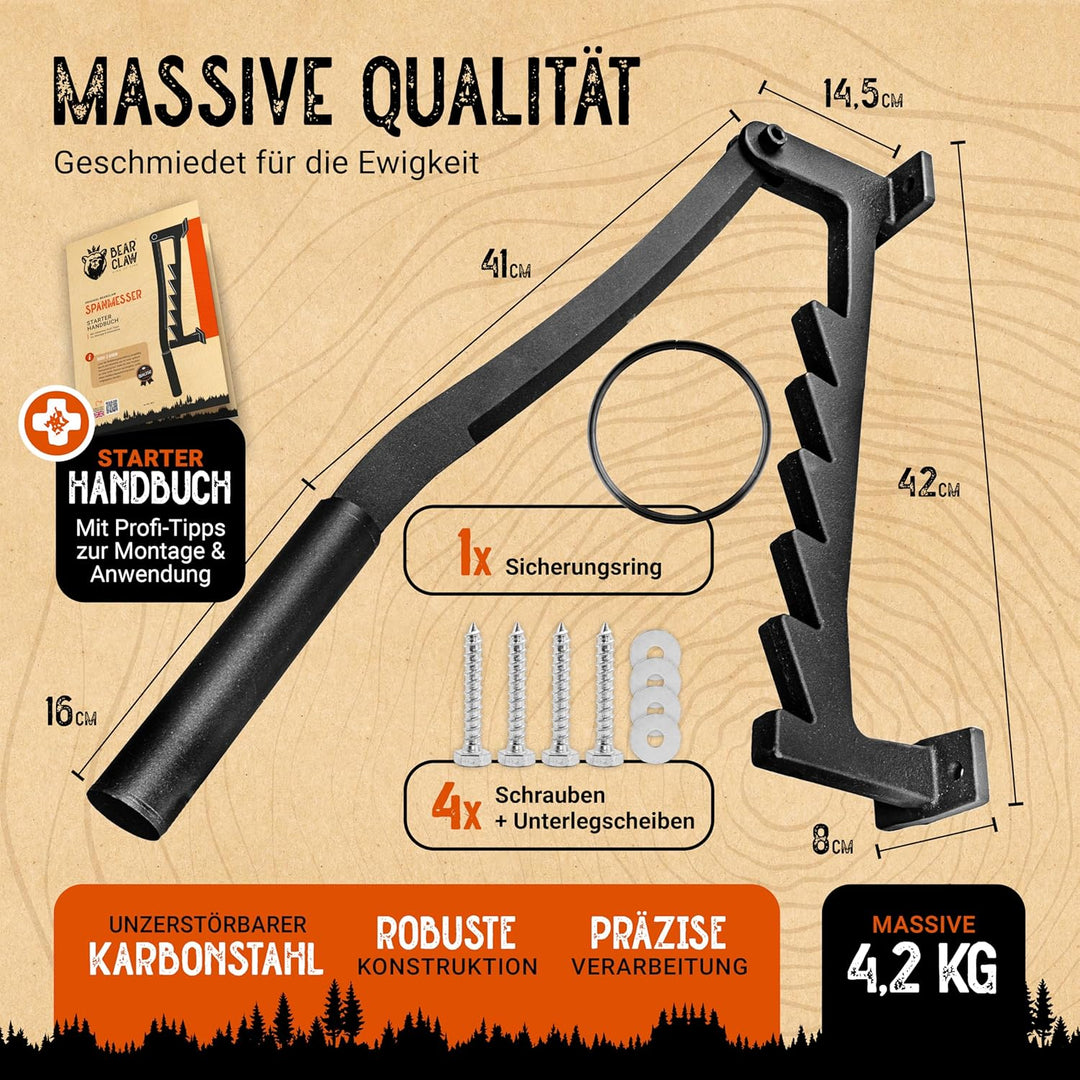 BearClaw NEU Holzspalter manuell - Anzündholz Spalter zur Wandmontage - Handholzspalter, Spanmesser,